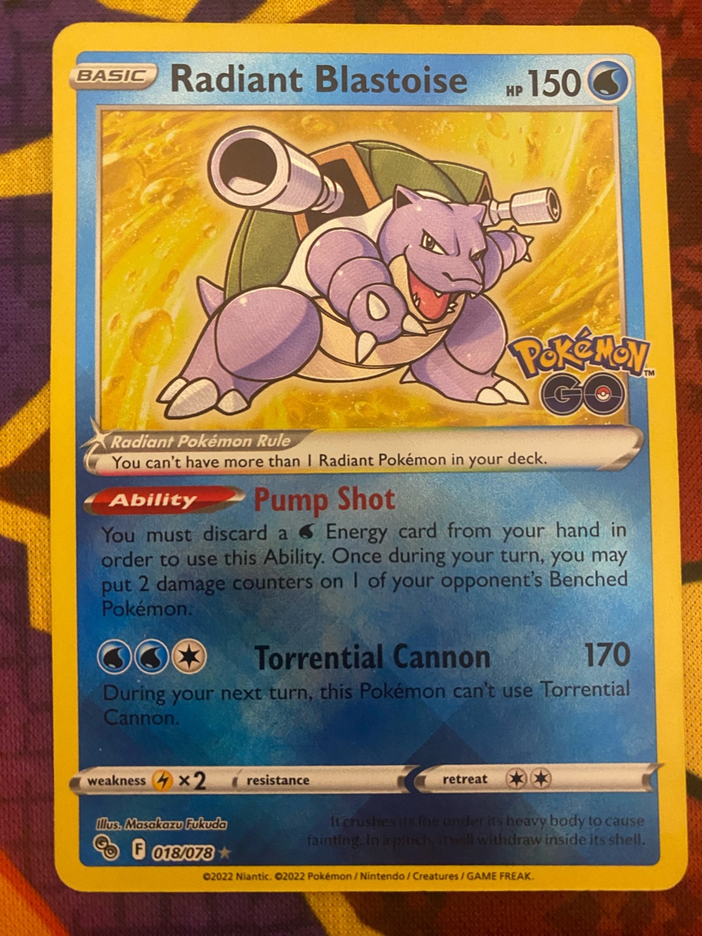 Super rare Radiant Blastoise radiant rare #018/078 Pokemon Go set Near mint